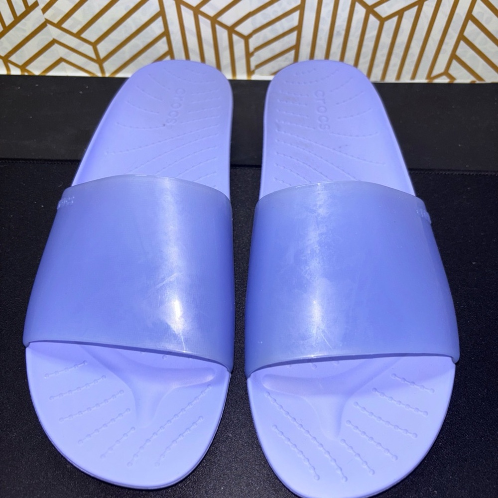 Crocs Splash Glossy Slide Sandals Women's 10 Purple Jelly Slip On Comfort